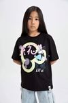 Defacto Kız Çocuk Siyah Tişört - C5938A8/BK81