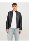 Jack & Jones Jjedylan Pu Bıker Jacket Noos Erkek Siyah Mont - 12261196