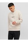 Jack & Jones Jorvesterbro Sweat Quarter Zıp Hn Noos Erkek Krem Sweat - 12241777