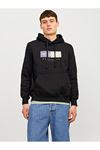 Jack & Jones Jorfrederıksberg Box Sweat Hood Sn Erkek Siyah Sweat - 12262513