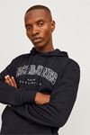 Jack & Jones Jjecaleb Varsıty Sweat Hood Noos Erkek Siyah Sweat - 12256521