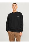 Jack & Jones Jprblachad Brandıng Sweat Crew Neck Ln Erkek Siyah Sweat - 12261386