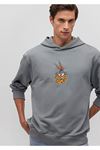 Mavi Bugs Bunny Kapüşonlu Erkek Gri Sweat - M0S10102-70098