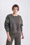 Defacto Kadın Sweatshirt Açık Haki B8568AX/KH422