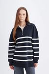 Defacto  Lacivert Kadın Sweatshirt D9136AX/NV253