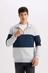 Defacto  Gri - Lacivert Erkek Sweatshirt D2401AX/GR389